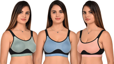 Yana Women Sports Non Padded Bra(Light Blue, Light Green, Pink)