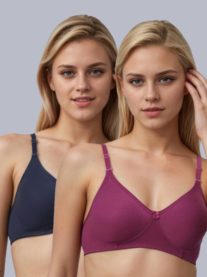 Eden EDEN01NAVYBLUEWINE Women T-Shirt Non Padded Bra(Blue, Purple)