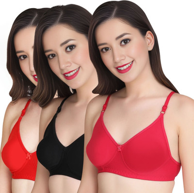 Tulzott Women Everyday Non Padded Bra (Pack Of 3) for T-Shirt Saree Dress Sports Garment Women Everyday Non Padded Bra(Multicolor)