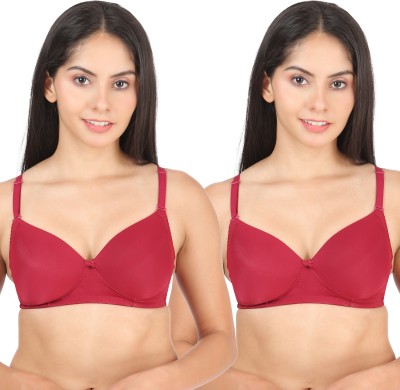 Dressberry Dressberry Lightly Padded Everyday T-Shirt Bra Women T-Shirt Lightly Padded Bra(Maroon)