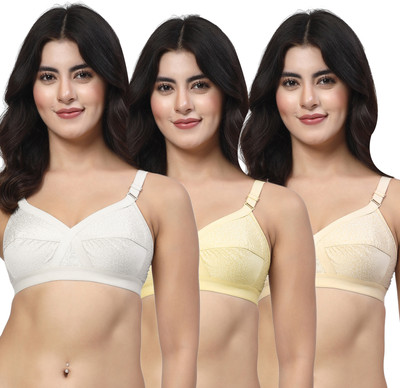 LILY ihskaneem Women Minimizer Non Padded Bra(White, Yellow, Beige)