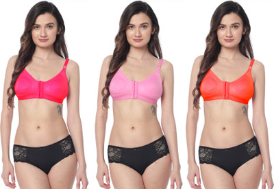 Shree Brahmani Corporation Women's Super PC Cotton Lycra Free Size Non Padded Front Hook Bra Women Everyday Non Padded Bra(Pink, Beige, Red)
