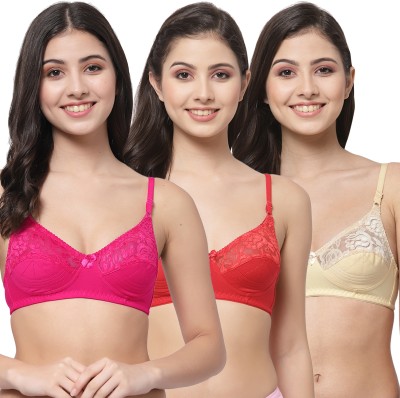 Docare NET21 Women Bralette Non Padded Bra(Pink, Red, Beige)