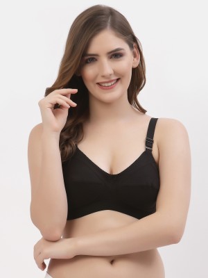 Floret Full Coverage Double Layer Seamed-Cup T-Shirt Bra Women Everyday Non Padded Bra(Black)