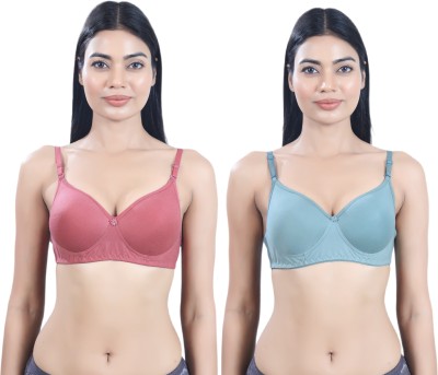 STREET WING Women lighliy Paded bra Women Full Coverage Lightly Padded Bra(Blue, Pink)