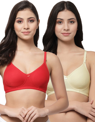 COLLEGE GIRL CG1301 Women T-Shirt Non Padded Bra(Red, Beige)
