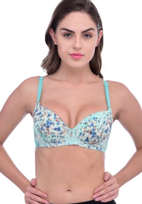 Piftif Seamless floral tshirt padded bra Women Push-up Heavily Padded Bra(Light Blue)