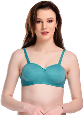 WinterSun Women T-Shirt Lightly Padded Bra(Dark Green)