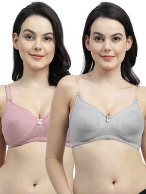 Shyam Sons FLAIR NWFemina Double Layered Cup Women T-Shirt Non Padded Bra(Grey, Purple)