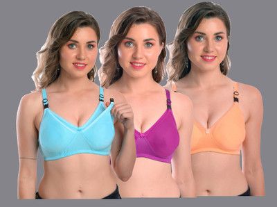 Pretty Bebo MOTHER Women Maternity/Nursing Non Padded Bra(Blue, Purple, Gold)