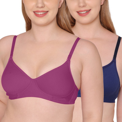 KOMLI Komli Seamless Medium Padded Full Coverage Cotton Rich Padded Bra Women T-Shirt Lightly Padded Bra(Multicolor)