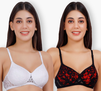 Selfcare Womens Net Half Coverage Plunge Bras Women T-Shirt Lightly Padded Bra(Multicolor)