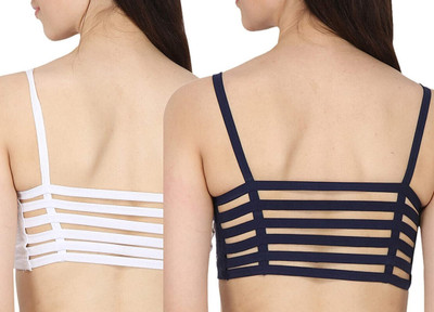 Unique Style 6 Straps Women Everyday Lightly Padded Bra(Blue, White)