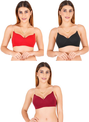 Liigne Transparent Strap Women Padded Bra Women Everyday Lightly Padded Bra(Red)