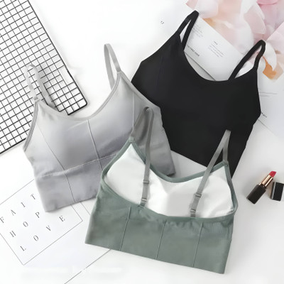 D&H Self Design Women Sports Lightly Padded Bra(Multicolor)