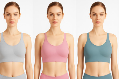 J C Fashion Women Full Coverage Non Padded Bra(Blue, Red)