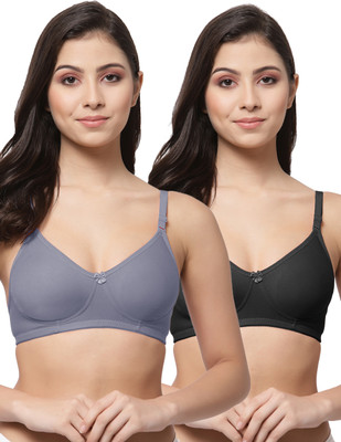 COLLEGE GIRL Women T-Shirt Non Padded Bra(Black, Grey)