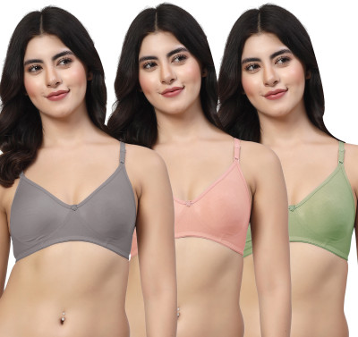 LILY ayir Women T-Shirt Non Padded Bra(Grey, Pink, Green)