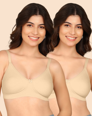 KOMLI Komli Bonded Breathable Cotton Full Coverage Non-Padded Bra Women T-Shirt Non Padded Bra(Beige)