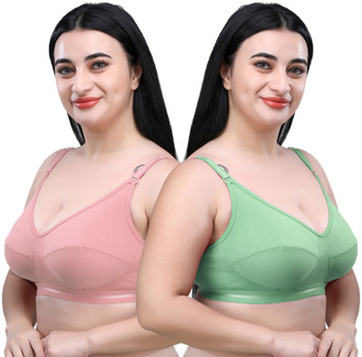 INKleider Women Everyday Non Padded Bra(Pink, Green)