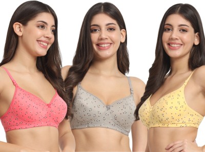 ZIXY Neealam Seamless Lightly Padded Non-Wired Full Cup Multiway Women Cage Bra Lightly Padded Bra(Grey, Red, Yellow)