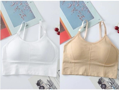 BRANKLY URJA Women Cami Bra Lightly Padded Bra Women Cami Bra Lightly Padded Bra(White, Beige)