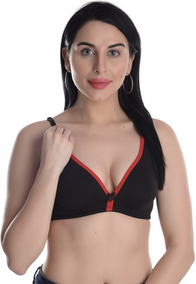 MARTH Women T-Shirt Non Padded Bra(Black, Red)