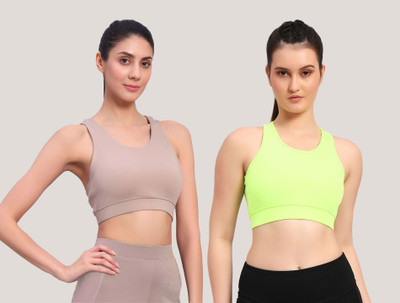 BEING RUNNER Women Sports Non Padded Bra(Brown, Green)