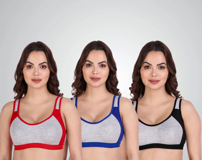 CURVZEX sports combo 3 Women Sports Non Padded Bra(Multicolor)