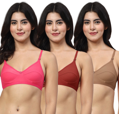LILY anpas Women Everyday Non Padded Bra(Pink, Maroon, Brown)