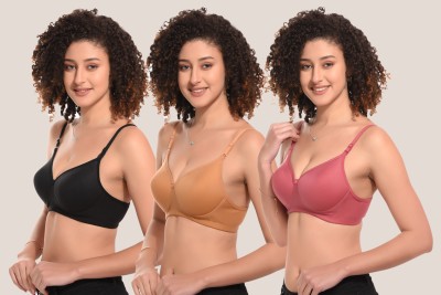 LIFEBEAUTY Women Full Coverage Lightly Padded Bra(Black, Gold, Pink)