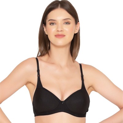 Groversons Paris Beauty Women T-Shirt Lightly Padded Bra(Black)