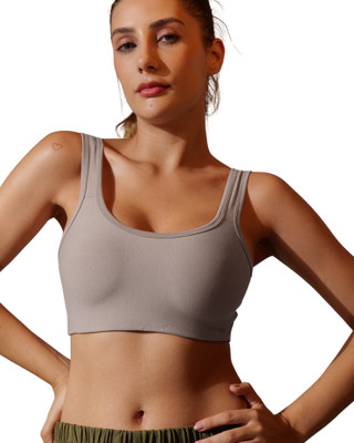 BODYSIZE Women Sports Non Padded Bra(Grey)