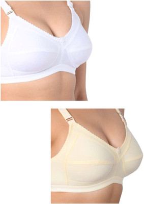 HouseOfCommon Women Full Coverage Non Padded Bra(White, Beige)