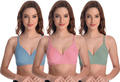 FD Fashion Stylish non Paded Bras for women (Double Layered) Pack of 3 Women Everyday Non Padded Bra(Multicolor)