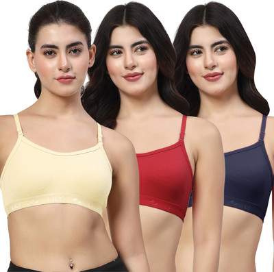 LILY 3321Mino Women Sports Non Padded Bra(Yellow, Maroon, Dark Blue)