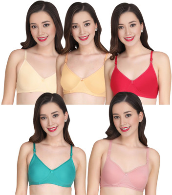 Liigne Women Everyday Padded Bra (Pack Of 5) for T-Shirt Saree Dress Sports Garment Women Full Coverage Lightly Padded Bra(Multicolor)