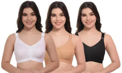 Avyaya Women Bra Women Full Coverage Non Padded Bra(Black, Beige, White)