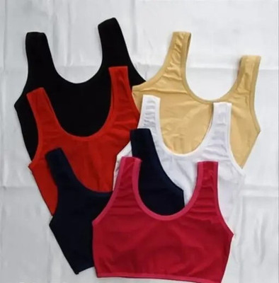 Adgaon Air Sports Bra (Free Size, Fits Best- 28-34)Pack of 6 Women Everyday Non Padded Bra(Multicolor)
