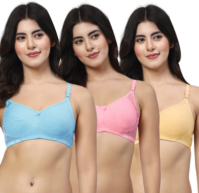 LILY inimad Women Bralette Non Padded Bra(Blue, Pink, Yellow)
