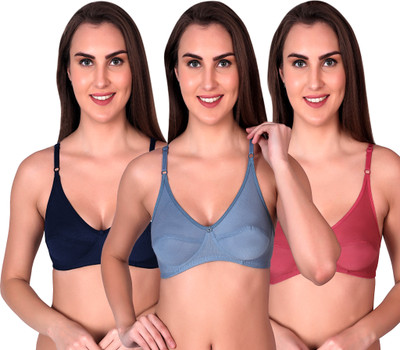 lufiya riru Women T-Shirt Non Padded Bra(Dark Blue, Light Blue, Pink)