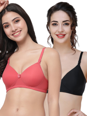 COLLEGE GIRL Hellopad ComboPO2 Women T-Shirt Lightly Padded Bra(Red, Purple)