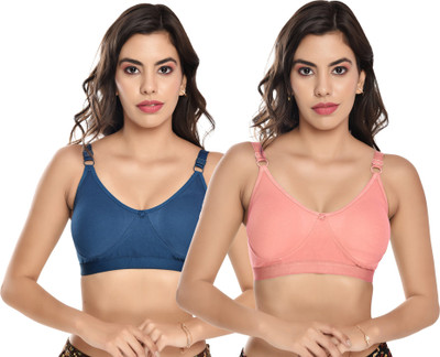 elina Women T-Shirt Non Padded Bra(Orange, Green)