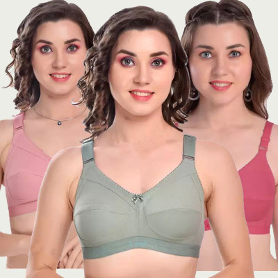 X-WELL Women Everyday Non Padded Bra(Beige, Light Green, Pink)