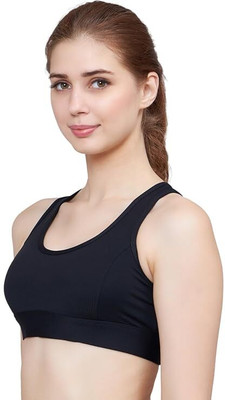 LOAFSMITH Women's Padded Sports Bra Black Women Sports Lightly Padded Bra(Black)