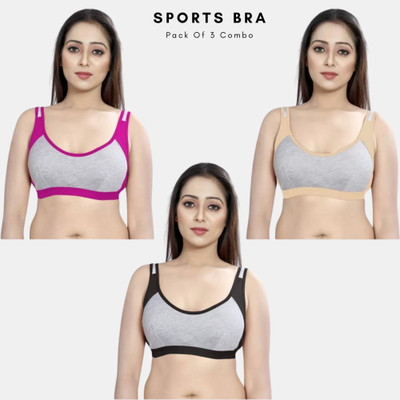 Creative Universal Sports Bra For Daliy Use For Womens Women Sports Non Padded Bra(Multicolor)