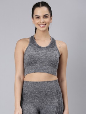 Enamor Seamless Perforated Design Women Sports Lightly Padded Bra(Grey)