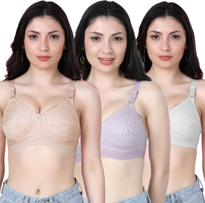 Shyam Sons FLAIR Dipali Women Minimizer Non Padded Bra(Orange, Purple, White)