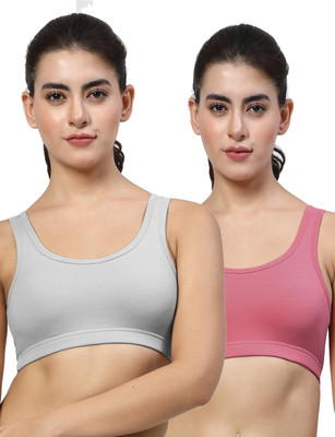 LILY StropsYttak Double Layered Women Sports Non Padded Bra(Grey, Maroon)