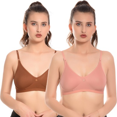 elina Women T-Shirt Non Padded Bra(Brown, Gold)